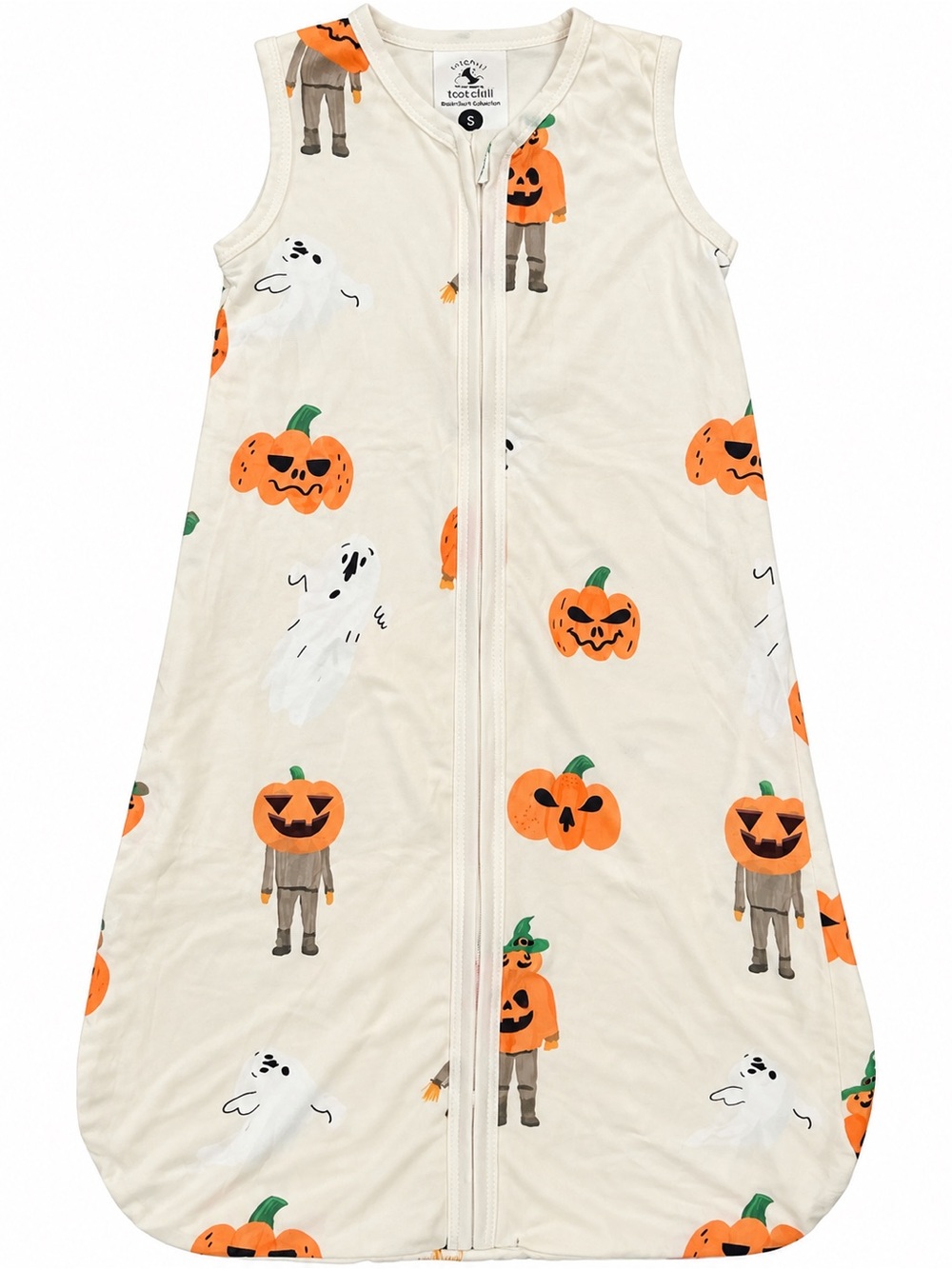 Kids Halloween Pumpkin Sleep Sack in Cream & Orange
